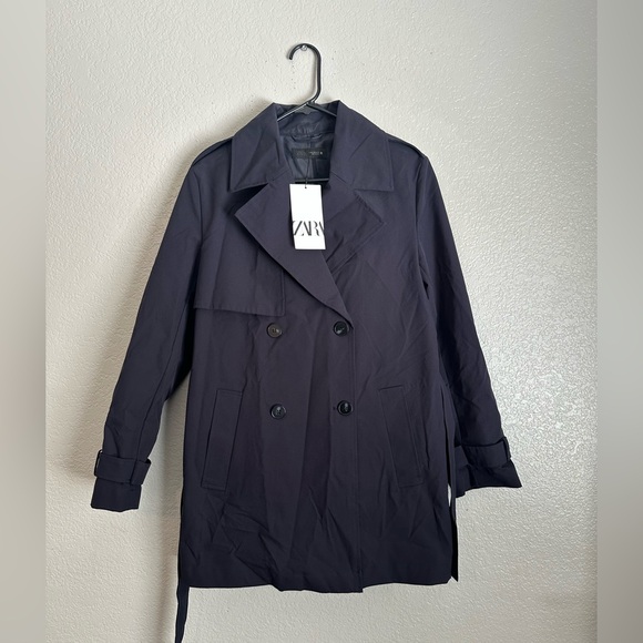 Zara Jackets & Blazers - Zara women’s navy blue trench coat with tie waist size XS